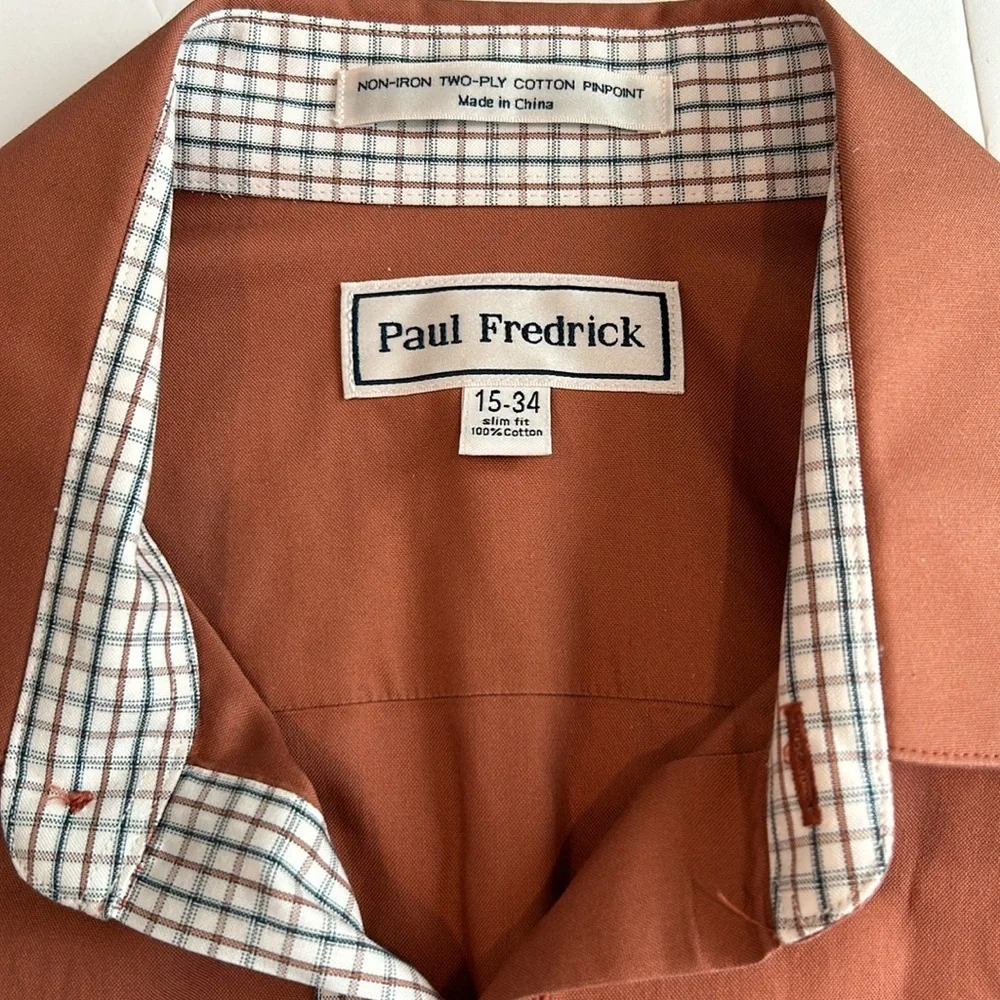Paul Fredrick 15-34 Slim Fit 100% Cotton Long Sleeve Button Down Collared Shirt - Picture 6 of 10